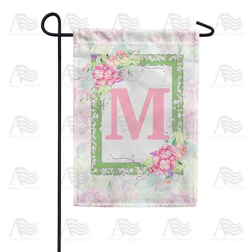 Watercolor Hydrangeas Monogram Double Sided Garden Flag