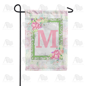 Watercolor Hydrangeas Monogram Double Sided Garden Flag