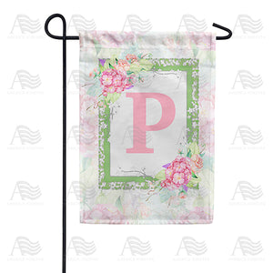 Watercolor Hydrangeas Monogram Double Sided Garden Flag