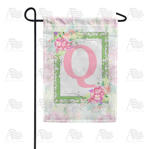 Watercolor Hydrangeas Monogram Double Sided Garden Flag