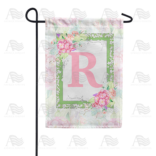 Watercolor Hydrangeas Monogram Double Sided Garden Flag