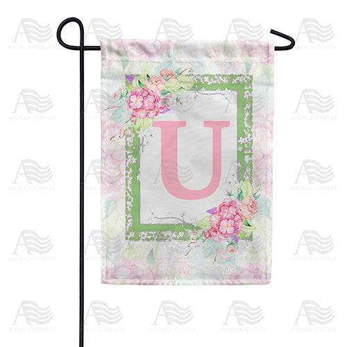 Watercolor Hydrangeas Monogram Double Sided Garden Flag