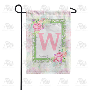 Watercolor Hydrangeas Monogram Double Sided Garden Flag