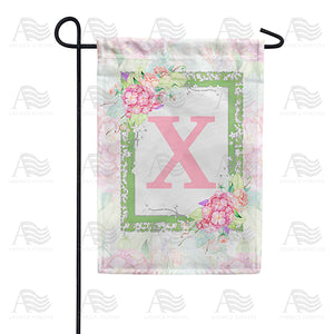Watercolor Hydrangeas Monogram Double Sided Garden Flag