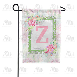 Watercolor Hydrangeas Monogram Double Sided Garden Flag