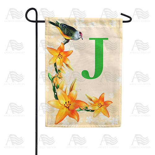 Orange Lilies Monogram Double Sided Garden Flag