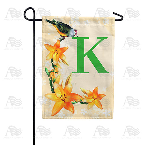 Orange Lilies Monogram Double Sided Garden Flag