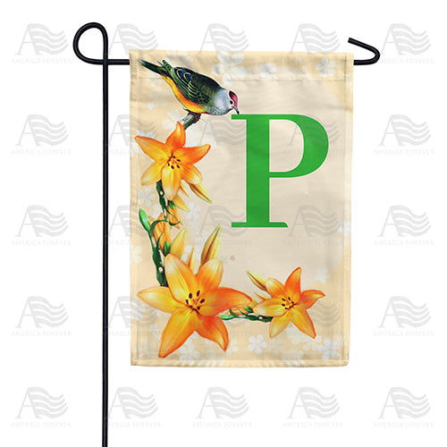 Orange Lilies Monogram Double Sided Garden Flag