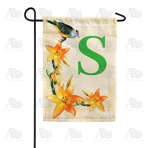 Orange Lilies Monogram Double Sided Garden Flag