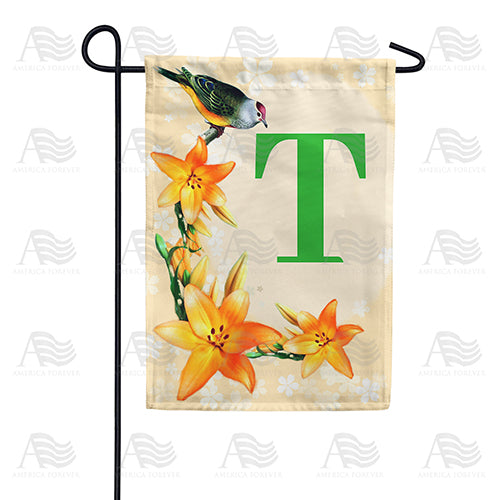 Orange Lilies Monogram Double Sided Garden Flag