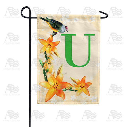 Orange Lilies Monogram Double Sided Garden Flag