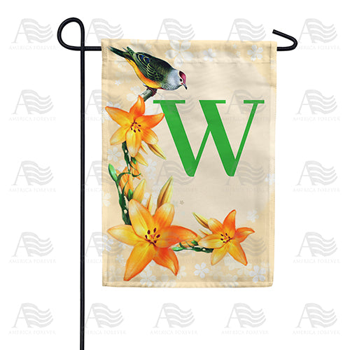 Orange Lilies Monogram Double Sided Garden Flag