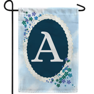 Dainty Blue Monogram Double Sided Garden Flag