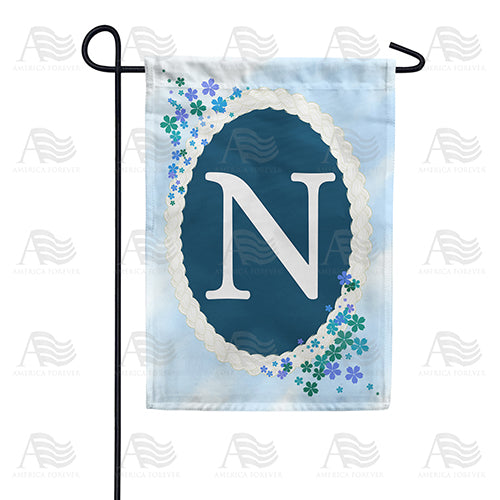 Dainty Blue Monogram Double Sided Garden Flag