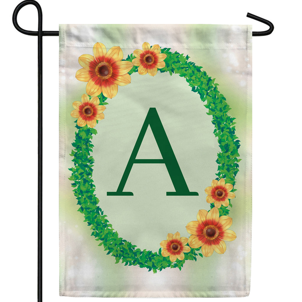 Green Ivy Monogram Double Sided Garden Flag