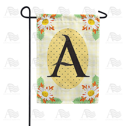 Yellow Gingham Daisies Monogram Double Sided Garden Flag