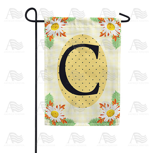 Yellow Gingham Daisies Monogram Double Sided Garden Flag