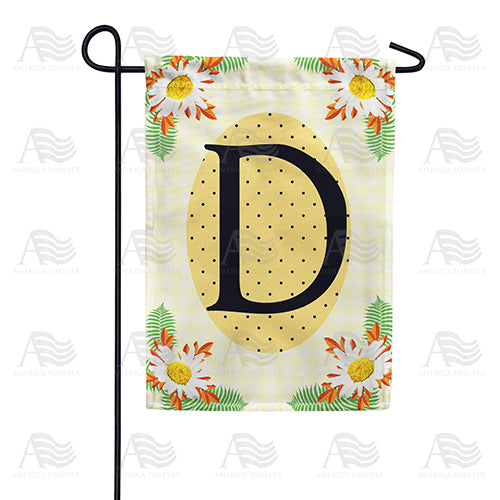 Yellow Gingham Daisies Monogram Double Sided Garden Flag