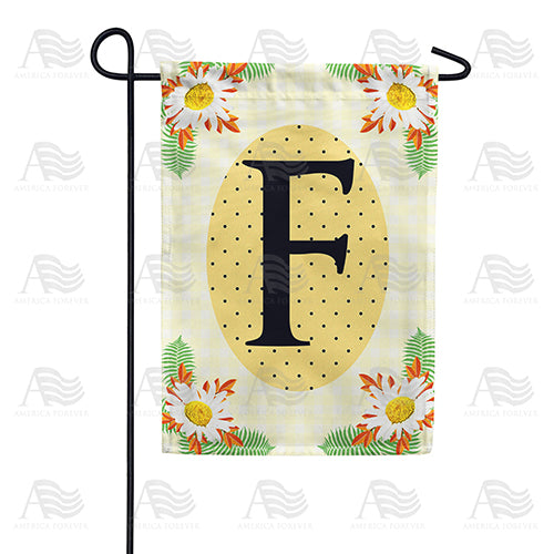 Yellow Gingham Daisies Monogram Double Sided Garden Flag