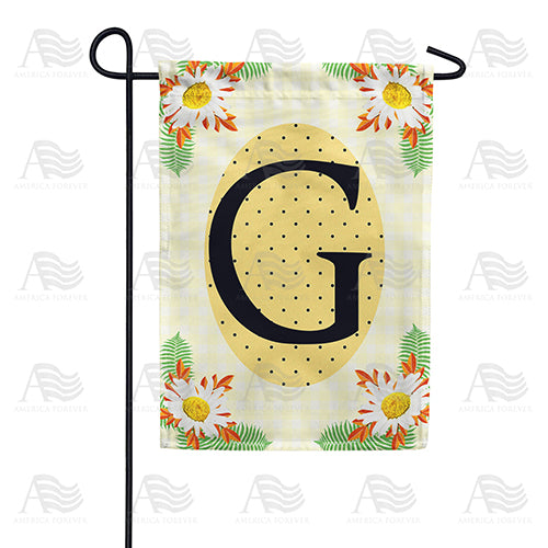Yellow Gingham Daisies Monogram Double Sided Garden Flag