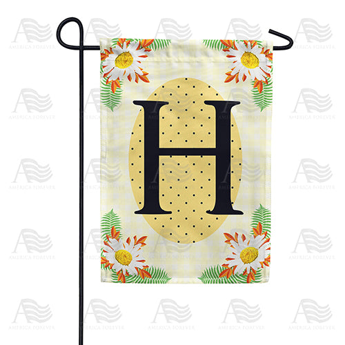 Yellow Gingham Daisies Monogram Double Sided Garden Flag