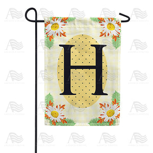 Yellow Gingham Daisies Monogram Double Sided Garden Flag