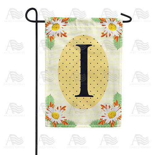 Yellow Gingham Daisies Monogram Double Sided Garden Flag