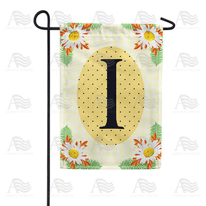 Yellow Gingham Daisies Monogram Double Sided Garden Flag