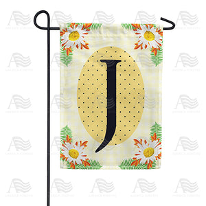 Yellow Gingham Daisies Monogram Double Sided Garden Flag