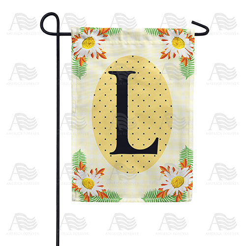 Yellow Gingham Daisies Monogram Double Sided Garden Flag