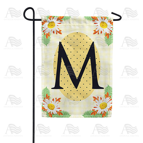 Yellow Gingham Daisies Monogram Double Sided Garden Flag