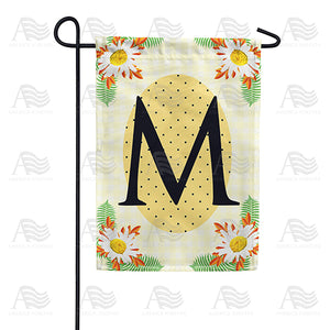 Yellow Gingham Daisies Monogram Double Sided Garden Flag