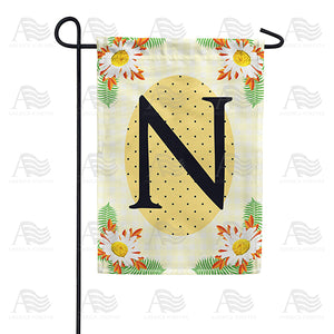 Yellow Gingham Daisies Monogram Double Sided Garden Flag