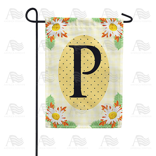Yellow Gingham Daisies Monogram Double Sided Garden Flag