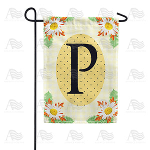 Yellow Gingham Daisies Monogram Double Sided Garden Flag