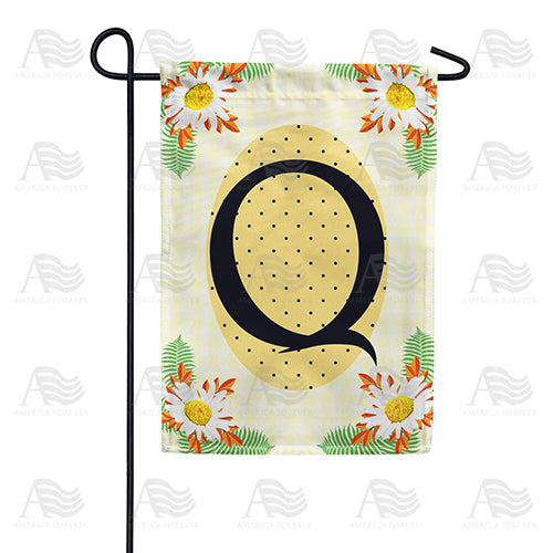 Yellow Gingham Daisies Monogram Double Sided Garden Flag