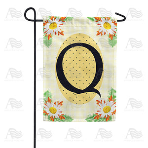 Yellow Gingham Daisies Monogram Double Sided Garden Flag