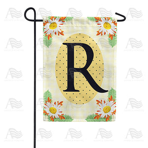 Yellow Gingham Daisies Monogram Double Sided Garden Flag