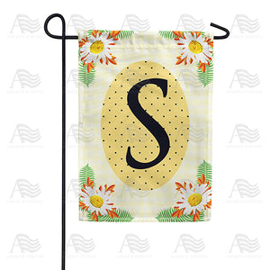 Yellow Gingham Daisies Monogram Double Sided Garden Flag