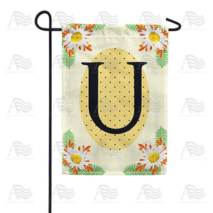 Yellow Gingham Daisies Monogram Double Sided Garden Flag