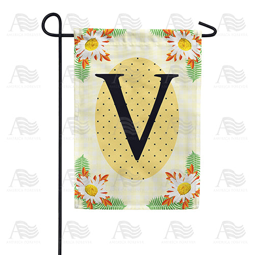 Yellow Gingham Daisies Monogram Double Sided Garden Flag