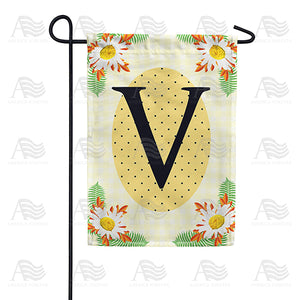 Yellow Gingham Daisies Monogram Double Sided Garden Flag