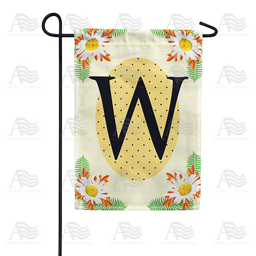Yellow Gingham Daisies Monogram Double Sided Garden Flag