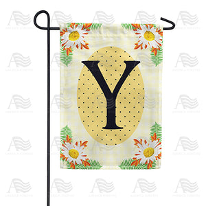 Yellow Gingham Daisies Monogram Double Sided Garden Flag