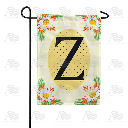 Yellow Gingham Daisies Monogram Double Sided Garden Flag