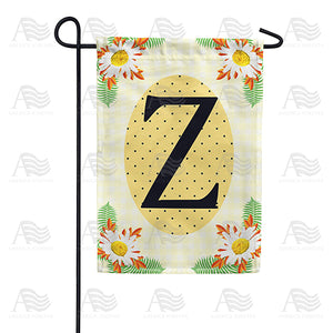 Yellow Gingham Daisies Monogram Double Sided Garden Flag