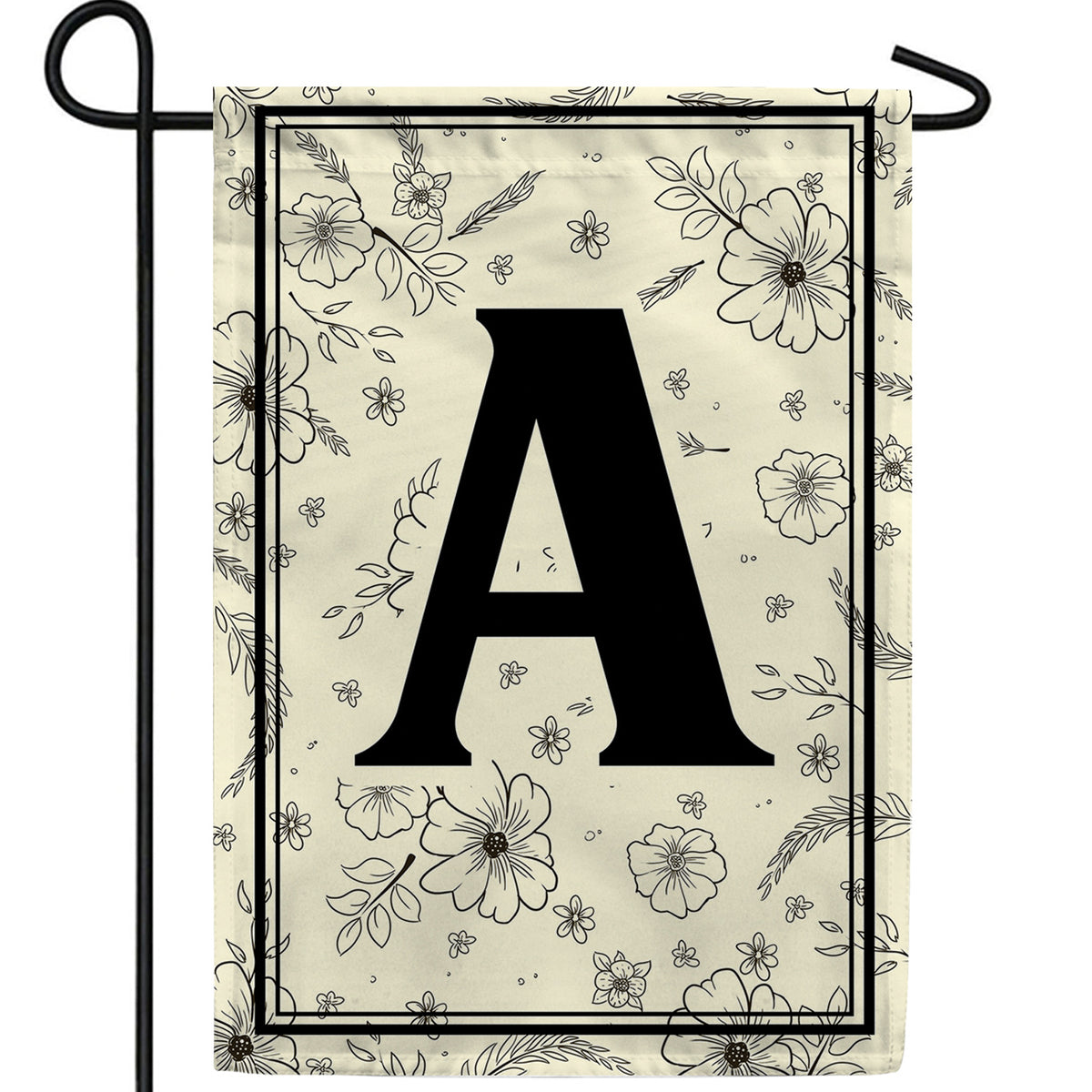Flower Sketchings Monogram Double Sided Garden Flag