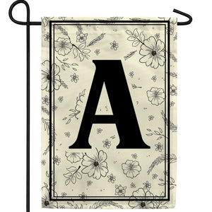 Flower Sketchings Monogram Double Sided Garden Flag