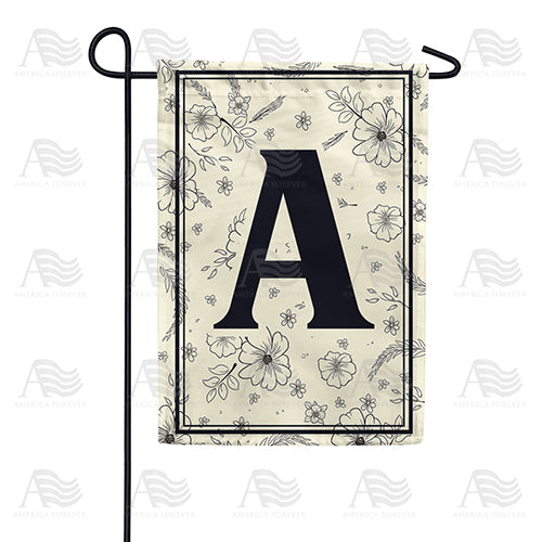 Flower Sketchings Monogram Double Sided Garden Flag