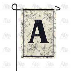 Flower Sketchings Monogram Double Sided Garden Flag